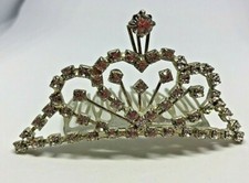 Vintage Silver Bridal Diamante Rhinestones Tiara Hair Comb Slides 1980'