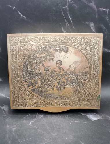 Antique 1900s brass metal - metal, box