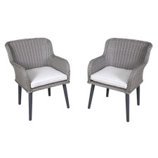 Dellonda DG76 Buxton Rattan Wicker Garden Outdoor Dining Armchair Cushions, Grey