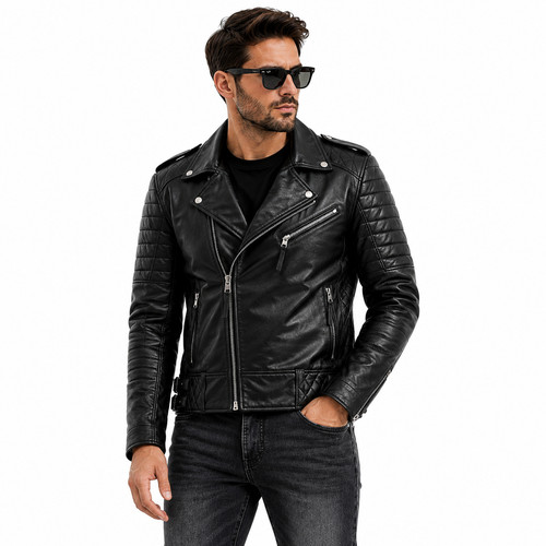 Men black leather - leather, jacket