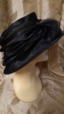 Black Ladies M&S used Hat -Wedding/Races-Good Condition-Lightweight -Folds Down