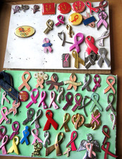 BREAST CANCER CARE nursing large collection approx 64 metal pin BADGES