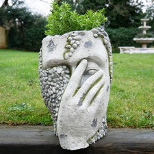 Stone effect head planter mgo - stone,