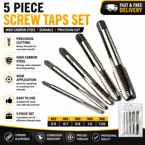 5pcs metric hand tap set - metric, m3