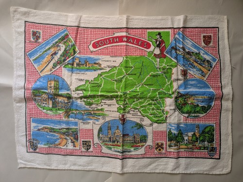 Vintage welsh map souvenir tea - vintage,