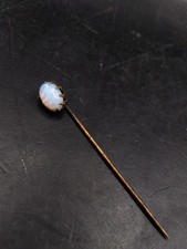 Vintage/Antique Yellow Metal Stick Pin Faux Opal Lapel/Hat/Tie Etc