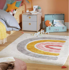 Habitat Kids Flatweave Rug 170x120CM Rainbow Natural Cotton Non-Slip Backing New