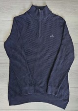Gant 1/4 Zip Cotton Texture Classic pullover Jumper Size XXL