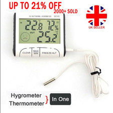Digital Indoor ℃/℉ Max Min Thermometer Hygrometer Humidity Meter w/ Probe Sensor