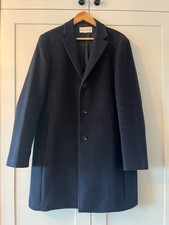 REISS Navy Wool Overcoat