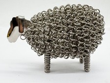 VINTAGE METAL WIRE SHEEP FIGURINE HANDCRAFTED ORNAMENT FARMHOUSE DECOR