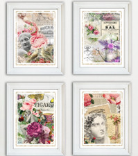 Shabby Chic set of 4 Fine Art prints. by Snow Pearl A4