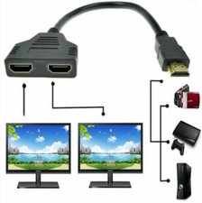 HDMI Splitter Adapter Cable 1 Input 2 Output for Office monitor pc laptop 1080p