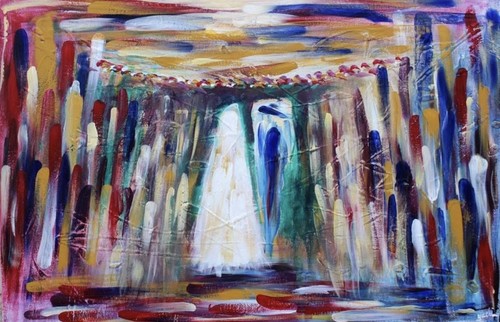 Abstract chuppah painting - abstract,