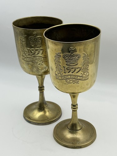 Pair brass goblets 1977 - pair,