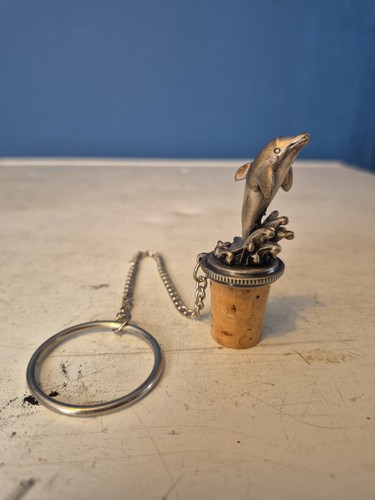 Vintage pewter dolphin - dolphin, bottle