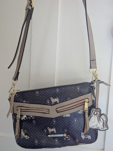 Navy blue beige - dog, print