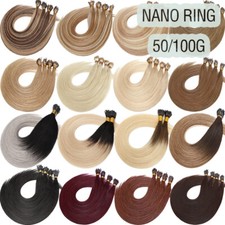 14"-24" 1G 8A Nano Ring Armenian/Indian 100% Remy Human Hair Extensions 50G/100G