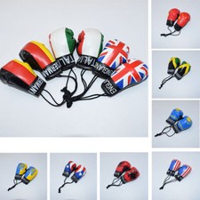 PAIR 3.5" Mini Boxing Gloves Car Hanging Van Rear Mirror sports Gift Flag Key