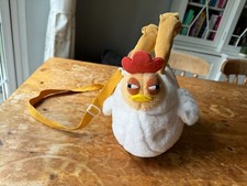 FLUFFY CHICKEN HANDBAG HEN WHITE SHOULDER STRAP FUNNY PURSE ANGRY VINTAGE