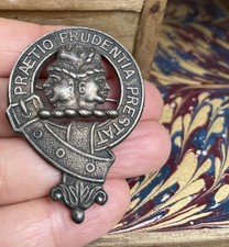 Vintage Silver plated Scottish Clan Morrison Brooch Sporran Kilt Lapel Pin Badge