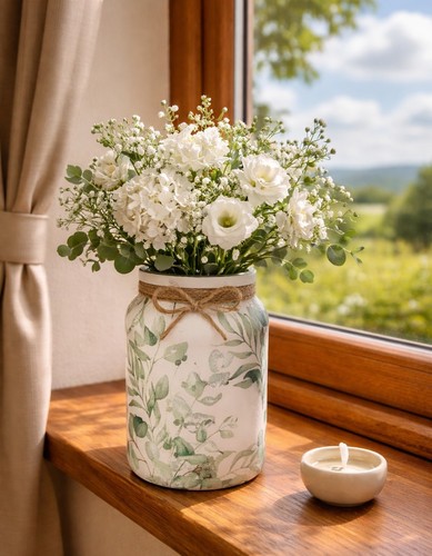 Eucalyptus glass vase rustic - eucalyptus,