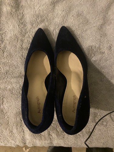 Ladies blue suede heeled court - ladies,