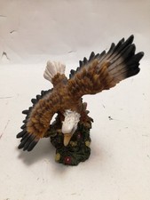 Majestic Bald Eagle Figurine on Rock with Flowers Ornament Decor