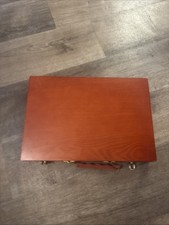 Empty Wooden Stationary Storage Box Pencil Case With Handle And Clasps To Close