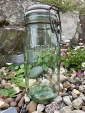 750ml Vintage L'ideale French Green Glass Preserving Canning Jar Ceramic Top