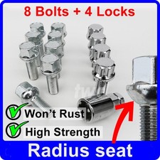 12 x ALLOY WHEEL BOLTS + LOCKS FOR SMART FORTWO COUPE CABRIO / BRABUS NUTS [Y2b]