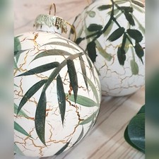 Hand Painted Leaf Leaves Christmas Tree Bauble Decoration Plant Fejka Foliage