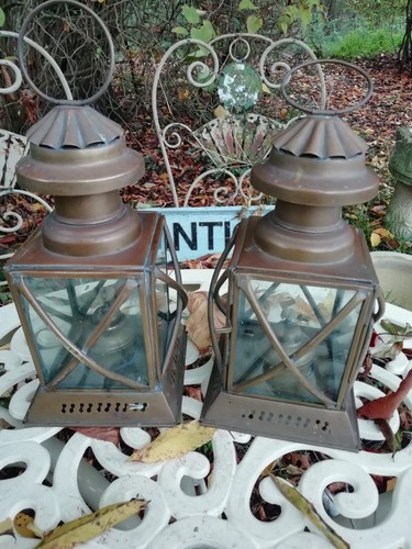 Pair vintage glazed brass - of,