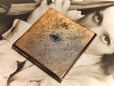 Art Deco square jeweled Vintage Powder Compact: Makeup Mirror-0o