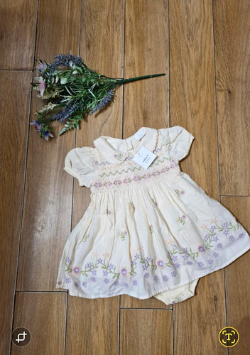 Next cream floral - cream, smocked