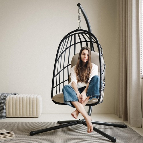 Hanging egg chair with - hanging, stand