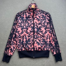 Adidas Originals Jacket Women UK 10 S Pink Baroque Paisley Farm Floral Full Zip