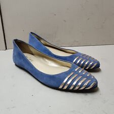  French Sole New York FSNY Holiday Suede Flats Shoe Cobalt Blue Uk6 Eu39 (C4)