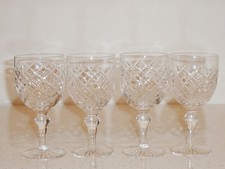 CUT CRYSTAL Wine Glasses x 4 Stuart Crystal Royal Brierley Stourbridge English