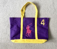 Ralph Lauren Fragrance Fushia Purple & Yellow Large Polo Pony Beach Shopper Tote