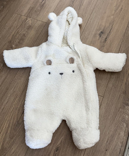 Newborn unisex white fleece - white,