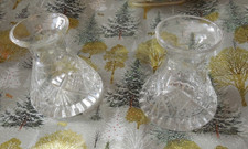 Pair of Stuart Crystal-style Glass Candle Holders - classic cut- tapered candles