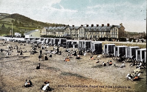 1914 teignmouth beach - teignmouth, huts
