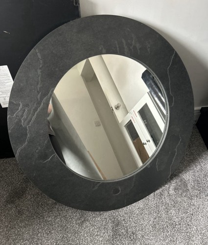 Large black round solid slate - round,