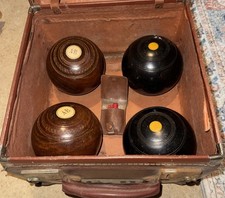 4 Vintage Wood Lawn Bowls With