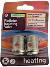 2x 15mm RADIATOR ISOLATING VALVE Central Heating HOMEBASE Plumbing Tool
