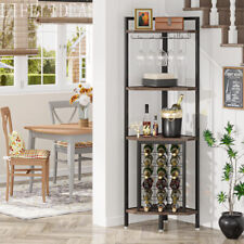 Corner Wine Rack Display Stands Floor Stand With Hanging Glass Holder Sideboard