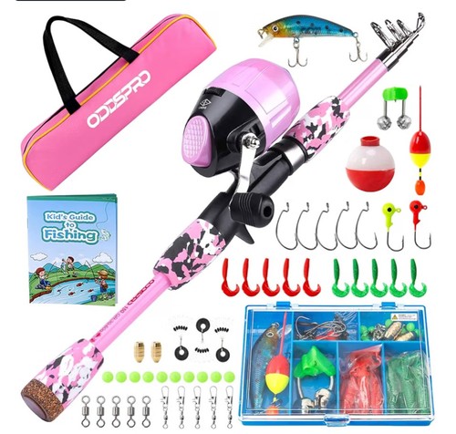 Kids fishing pole pink - kids,