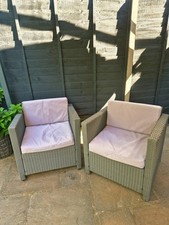Stunning 2 x Light Grey Garden-Balcony  Armchairs