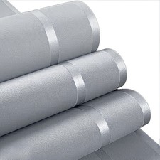 Embossed Glitter Wallpaper Metallic Silver Stripes Feature Wall Plain Wall Paper